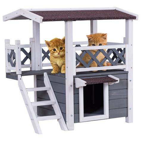 2 Story Outdoor Weatherproof Wooden Cat House By Choice Products