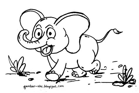 Belajar mewarnai gambar untuk anak anak: Gambar Mewarnai Gajah - Contoh Gambar Mewarnai