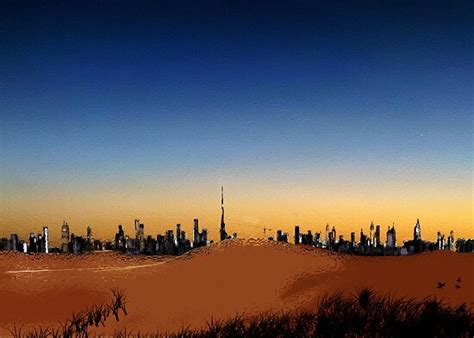 Dubai Skyline And Desert By Adam Adami Redbubble