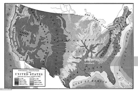 Old Map Of United States Physical Features High Res Stock Photo Getty