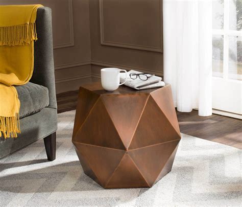 Astrid Faceted Side Table Unique End Tables Copper Side Table Side