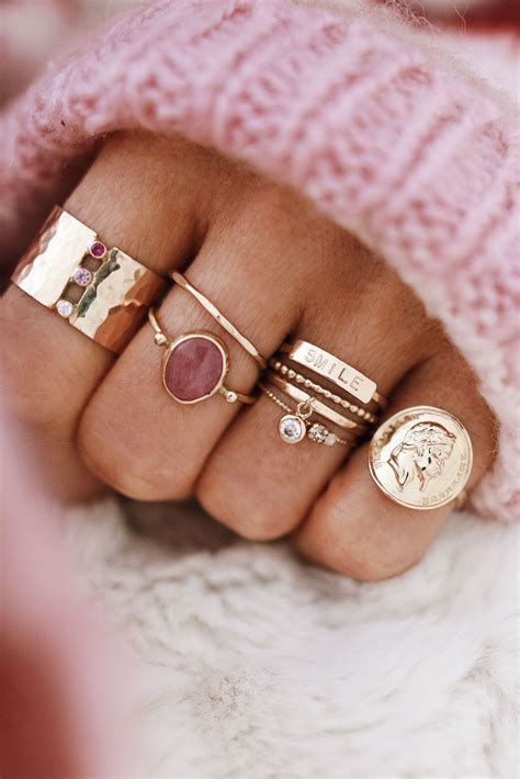 Jewellery Sieraden Gold Rings Goude Ringen Rose Stone Roze