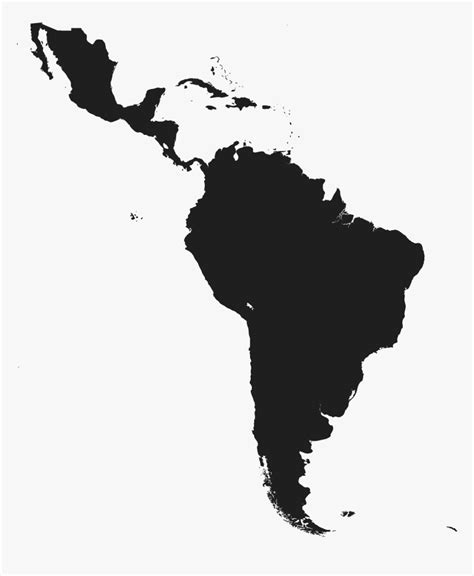 Latin America And Caribbean Latin America Map Black And White Hd Png