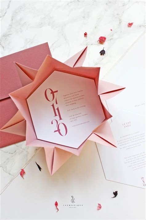 Elegant Wedding Invitation Set Printed Origami Invitation Unique