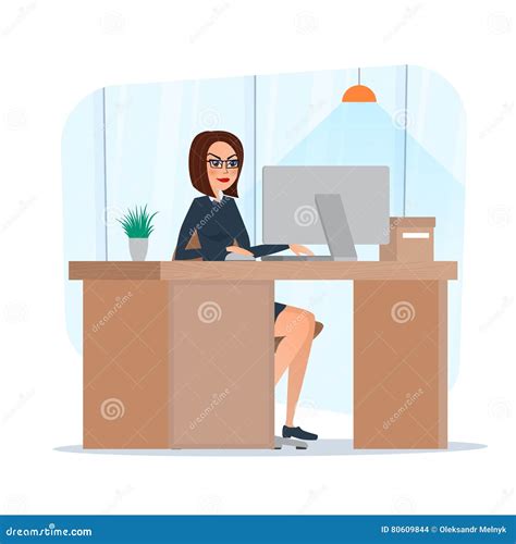 Business Woman Lady Entrepreneur In A Suit Working On A Laptop Stock