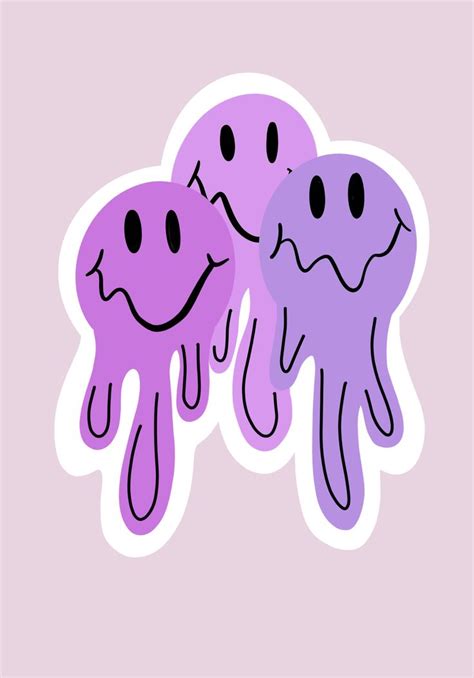 Melting Smiley Sticker Trippy Smiley Face Sticker Three Etsy Preppy