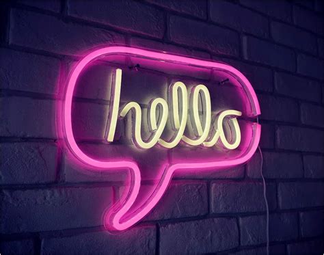 17 Pink Hello Led Neon Sign Light Bar Wall Decor For Bedroom Xmas Party T Ebay