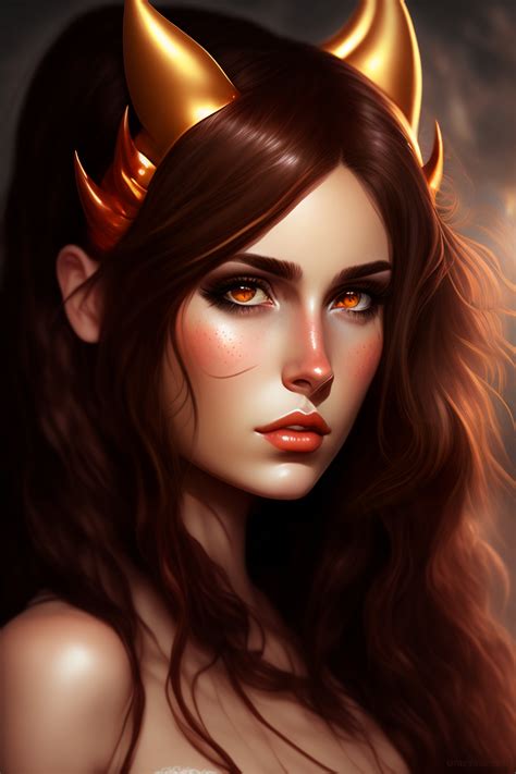 Lexica Devil Girl Devil Horns Brown Hair Tired Face Frowning