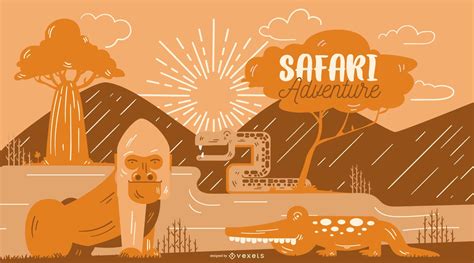 Safari Adventure Illustration Vector Download