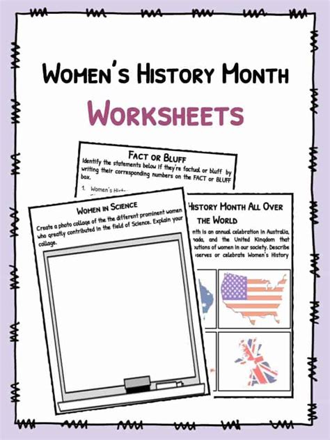Womens History Month Activity Sheets