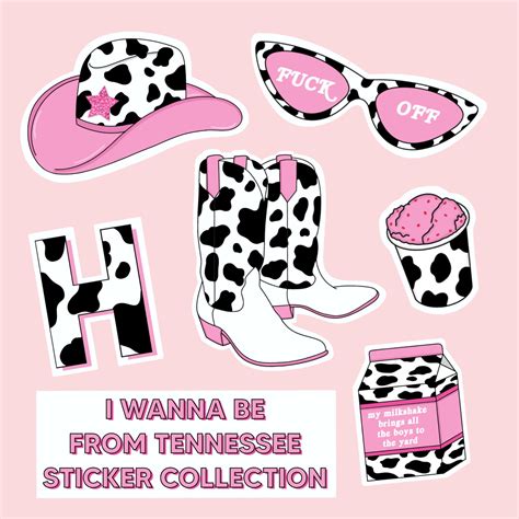 Cow Boy Boot Sticker Cow Print Pink Country Girl Phone Etsy