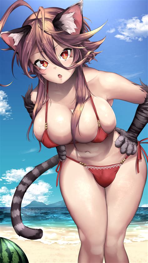 rule 34 1futa arashi yagatake beach bikini breasts bulge cat ears cat tail catgirl futa only