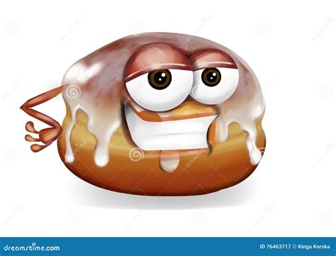 Cool Donut Cartoon Character Laughing Cute And Funny Pastry Product