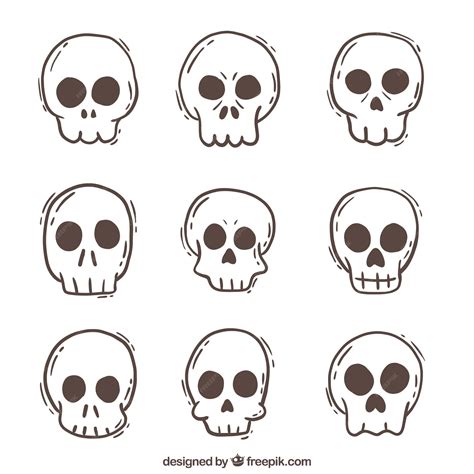 Free Vector Collection Of Hand Drawn Skulls