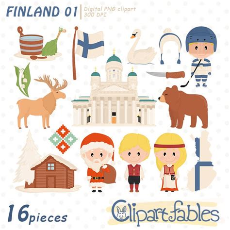 Cute Finland Clipart Scandinavian Clip Art North Europe Etsy