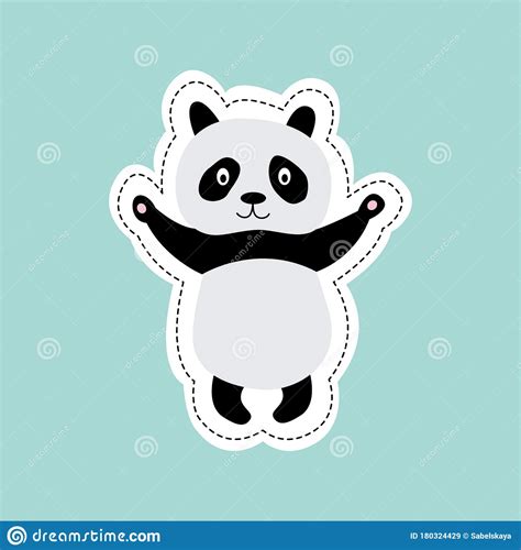 Cute Cartoon Panda Standing With Stretched Arms Ready For A Hug Stock