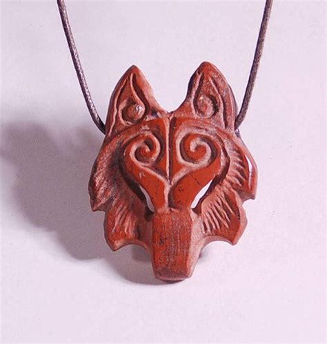 Wolf Necklace Jasper Stone Hand Carved By Timucin Cakaloz Etsy Wolf