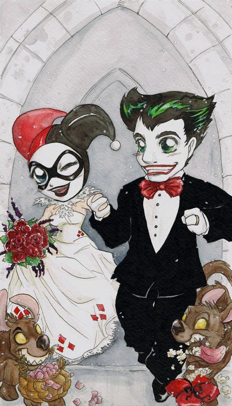 Harley And Joker Wedding With Their Hyenas Harley Quinn Art Joker