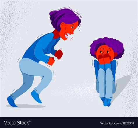 Abusive Mother Bad Mother Scream And Shout Vector Image