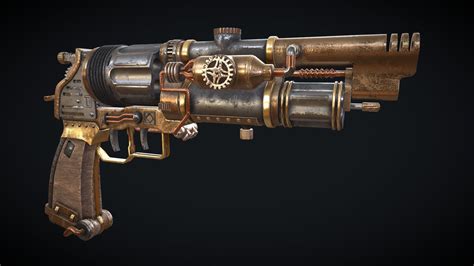 Steampunk Revolver With Animations Download Free 3d Model By