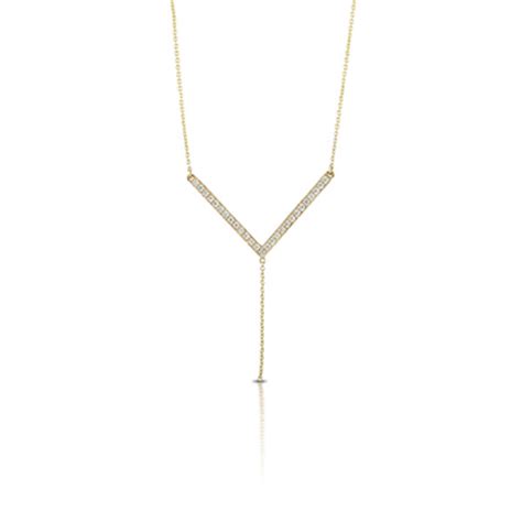 Diamond Y Necklace In Yellow Gold Jr Dunn