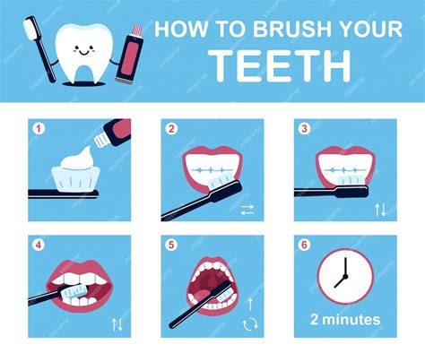 Cómo Cepillarse Los Dientes Instrucciones Infografía Dental De Dibujos