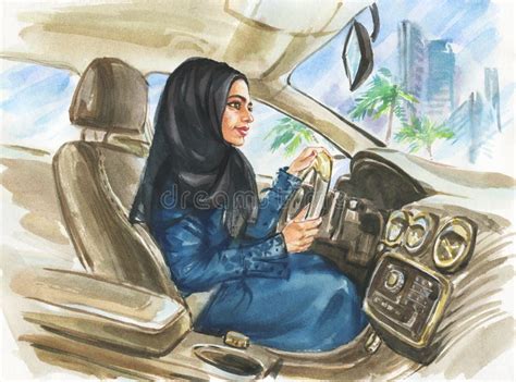 Arabian Woman In The Car Stock Illustration Illustration Of Helm 157179413