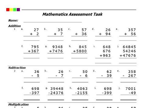 Add Subtract Multiply And Divide Whole Numbers Worksheet
