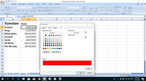 Excel Change Colour Of A Cell Based On The Actual Date Youtube