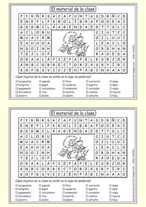 Me Encanta Escribir En Español El Material De La Clase Sopa De Letras