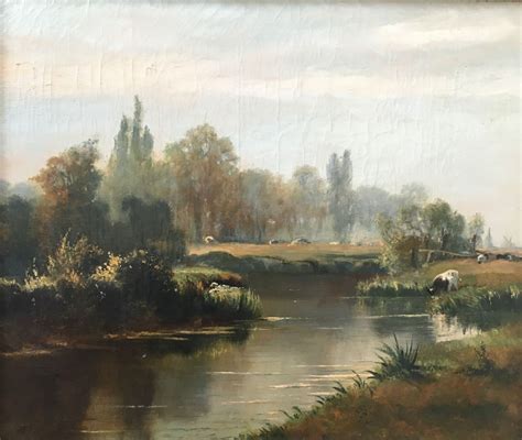 River Landscape Antique Oil Painting Antique Oil Paintings