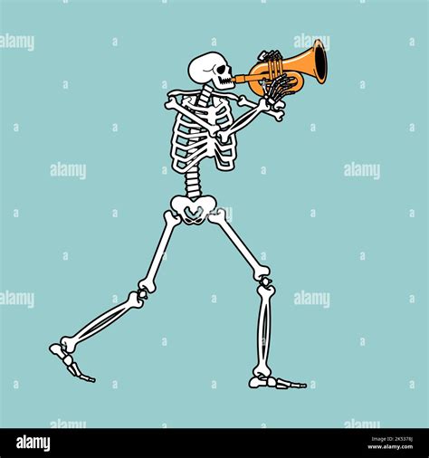 Skeleton With Trumpet Skeleton Musician Bugle And Dead Vector