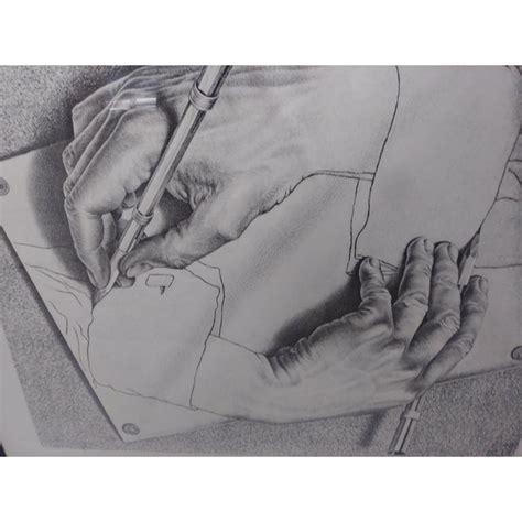 1948 Vintage M C Escher Drawing Hands Reproduction Print Chairish