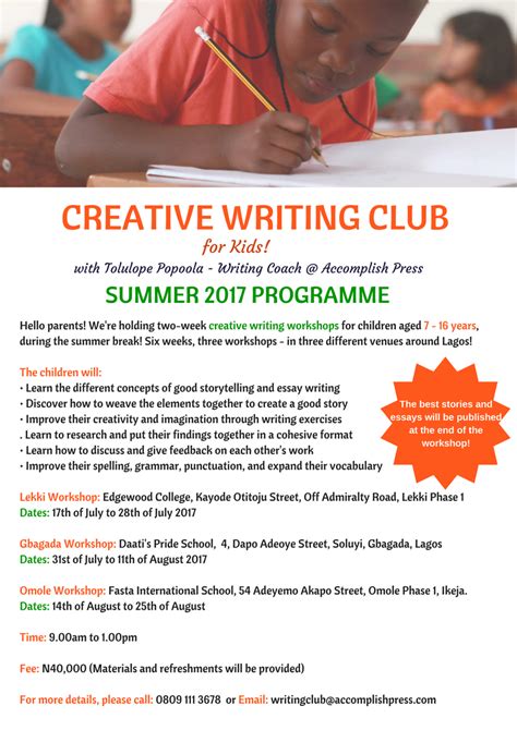 Creative Writing Workshop School Holidays