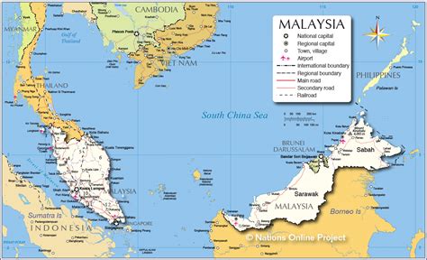 Malaysia Political Map With Capital Kuala Lumpur National Borders