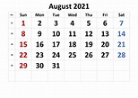 Printable Free Blank August 2021 Calendar Template [PDF] | Calendar Dream