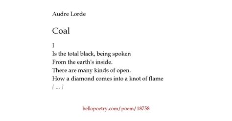 Coal By Audre Lorde Hello Poetry