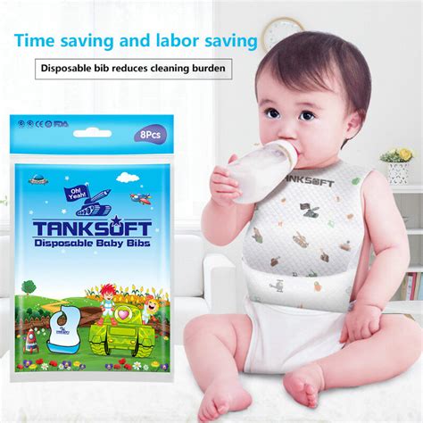 Disposable Baby Bibs Eating Saliva Paper Bibs 8pcsbag Waterproof For