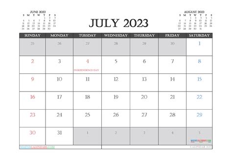 Free Printable July 2023 Calendar 12 Templates