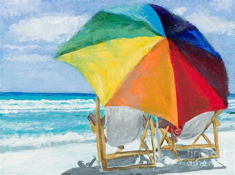 Beach Umbrella By Marilyn Nolan Johnson Painting By Marilyn Nolan Johnson