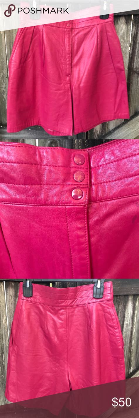 Dejavu Pink Leather High Waisted Shorts High Waisted Shorts Pink