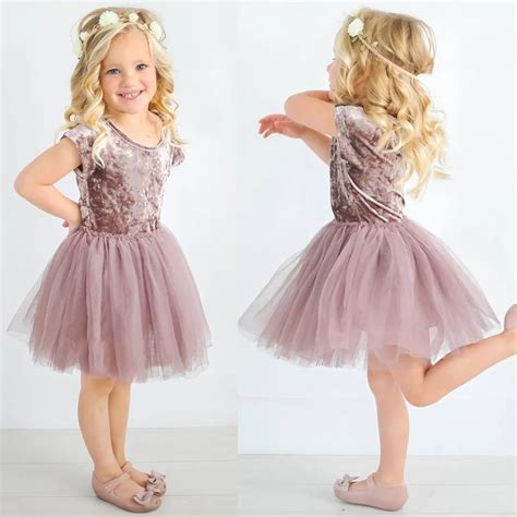 Buy Party Velvet Tulle Dress Toddler Kids Baby Girls