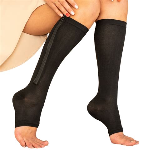 Zipper Pressure Compression Socks Support Stockings Leg Open Etsy