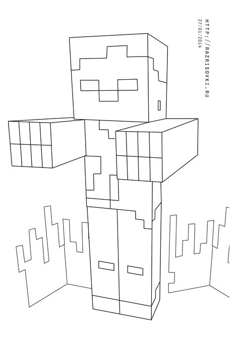 Раскраска зомби из майнкрафта Minecraft Minecraft