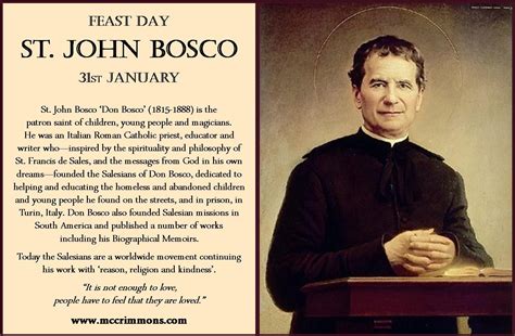 St John Bosco Don Bosco Feast Day 31st January Catholic Priest