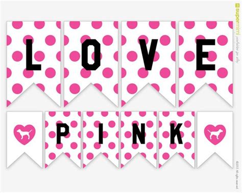 Pink Love Pink Polka Dots Victoria Secret Themed Banner A To Z