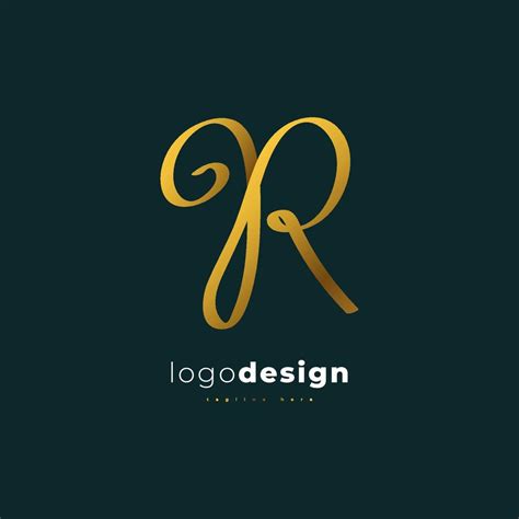 Elegant Letter R Logo Design In Golden Gradient With Handwriting Style