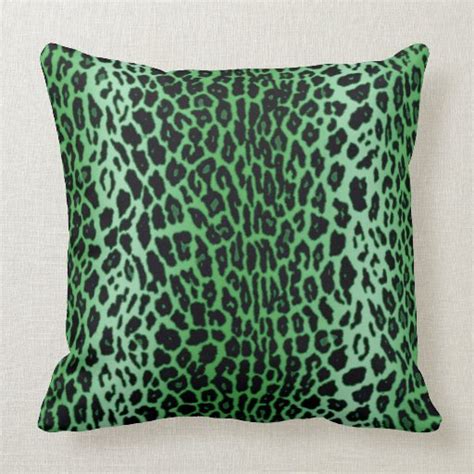 Green Leopard Faux Animal Print Throw Pillows Zazzle