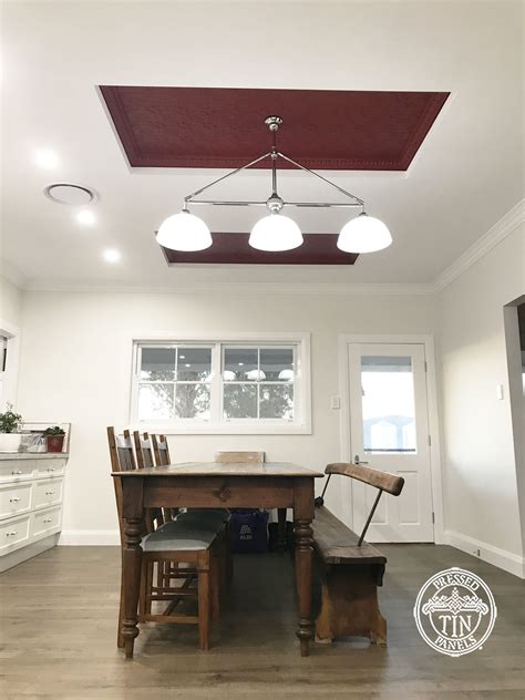 Pressed Metal Ceiling Feature Red | Pressed tin panel, Tin panel, Pressed metal ceiling