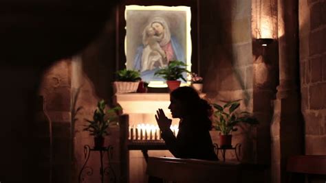 Woman Praying In Church Stock Footage Video 2133968 Shutterstock